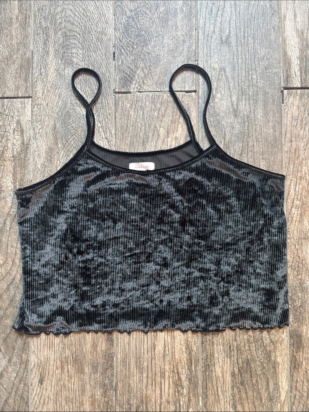 Colsie Black Velour Ribbed Cami